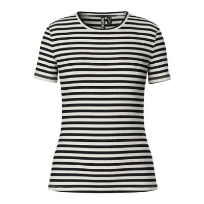 Abbildung von PIECES Damen Pcruka Ss Top Noos Bc, Cloud Dancer/Stripes:blackL