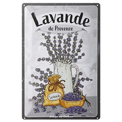 Abbildung von Dodino 20x30cm, LAVANDE DE PROVENCE, Metallschild mit Lavendel Motiv, Vintage Stil, Retro Flora Blumen Lavendel, Provence
