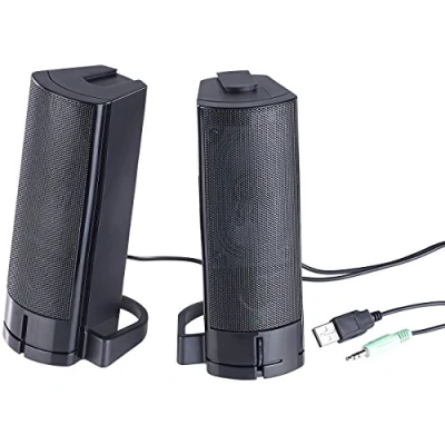 Abbildung von auvisio PC Boxen: 2in1 Stereo Lautsprecher und Soundbar, 10 Watt, USB Stromversorgung (PC Speaker, Laptop Boxen, Soundsystem)