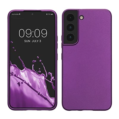 Abbildung von kwmobile Case kompatibel mit Samsung Galaxy S22 Hülle Schutzhülle aus Silikon metallisch schimmernd Handyhülle Metallic Violett