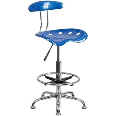 Abbildung von Flash Furniture Helles Blau und Chrom Zeichenhocker mit Traktorsitz