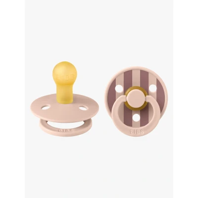 Abbildung von BIBS Colour Studio Schnuller 2er Pack. BPA frei. Kirschform Nippel. Naturkautschuk/Latex. Hergestellt in Dänemark. Größe 1 (0 6 Monate). Block Blush