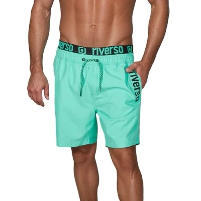 Abbildung von riverso Badehose Herren Regular Fit RIVBobby Badeshorts Sporthose Schwimmhose Shorts Kurze Hosen Print Elastischer Bund Grün XXL, Größe:XXL, Farbe:Flashy Green Black