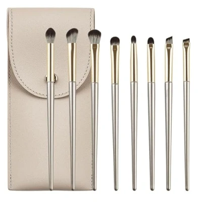 Abbildung von Yoezuo Make Up Pinsel Set 8 Stück, Lidschatten Pinselset mit PU Tasche, Augenpinsel Schminkpinsel Makeup Foundation Kosmetikpinsel für Lidschatten, Augenbraue, Eyeliner, Blending (Gold)