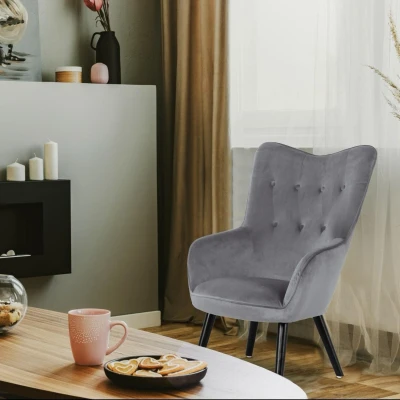Abbildung von Menzzo Klarys Skandinavisch, Velours, Grau, L67 x T75 H100 cm Sitz H41 P50
