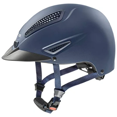 Abbildung von uvex perfexxion II glamour robuster Reithelm für Damen und Herren individuelle Größenanpassung optimale Belüftung blue matt 54 55 cm