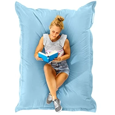 Abbildung von Green Bean© Outdoor Sitzsack XXL 140x180cm 380 Liter Kinder &amp; Erwachsene Bean Bag EPS Perlen Füllung Riesensitzsack Groß Liegekissen Waschbar Wetterfest Lounge Sitzkissen Bodenkissen Pastell Hellblau