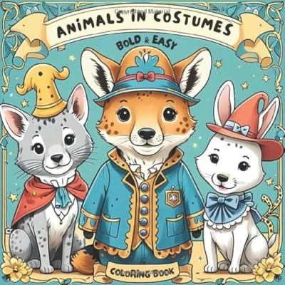 Abbildung von Animals in Costumes Bold and Easy Coloring Book: Designs for Adults Kids Fun Simple Animal Dress Up Pages to Color