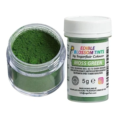 Abbildung von Sugarflair Blossom Tint Dust Lebensmittelfarbe Pulver Moss Green Lebensmittel Farbe für Kuchenoberflächen, Zuckerpaste, Fondant, Zuckerguss, Schokolade, Buttercreme, Macarons und mehr 5g