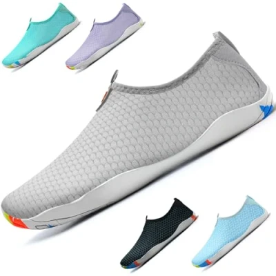 Abbildung von WateLves Badeschuhe Damen Herren Wasserschuhe Schwimmschuhe Strandschuhe Aquaschuhe Schnell Trocknend Surfschuhe Unisex Sommer(Grau 46)