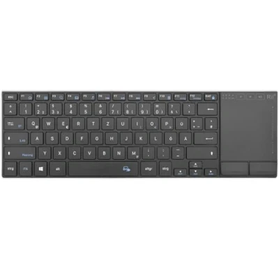 Abbildung von Rii Kabellose Tastatur mit Touchpad, Wireless Keyboard, Deutsche QWERTZ Layout, Kabellos für Laptops, Desktops, Smart TVs, Tablets, Schwarz (2.4G+BT)