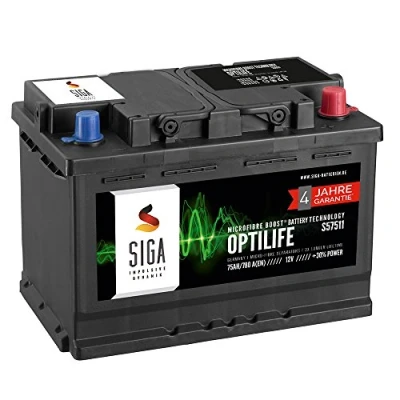 Abbildung von SIGA OPTILIFE Autobatterie 12V 75Ah **4 JAHRE GARANTIE** statt 70Ah 72Ah 74Ah 77Ah