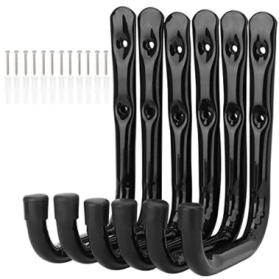 Abbildung von pipabiba 17 cm Garagen Leiterhaken, 6 Stück, robuste Wandhalterung, Organizer für Klappstühle, Fahrräder, Elektrowerkzeuge, Gartenschläuche (19 x cm)