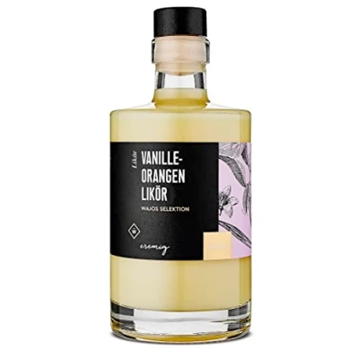 Abbildung von WAJOS Vanille Orangen Likör 350ml, 17% vol, Sahne mit Bourbon &amp; Geschmack, Geschenk, Fruchtiger zum Dessert Eis
