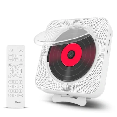 Abbildung von Adirigo CD Player mit Bluetooth Wandmontierbarer Musik Home Audio Boombox LCD Display und Staubschutz, integrierte HiFi Lautsprecher Fernbedienung FM Radio MP3