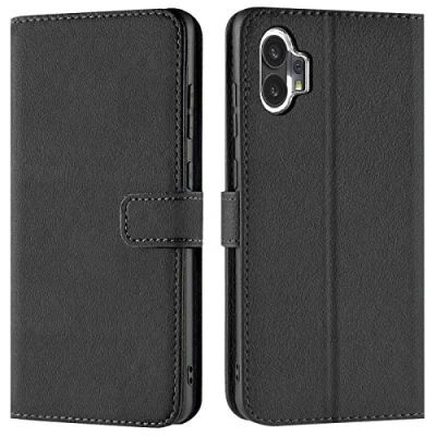 Abbildung von Verco Handyhülle für Nothing Phone 1 Hülle, Bookcase Tasche Flipcover (1) Case [Kartenfächer/Aufstellfunktion], Schwarz