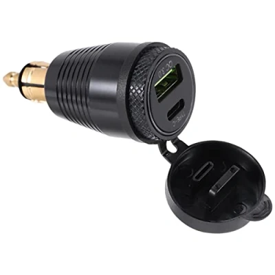 Abbildung von Huudngeje Motorrad DIN Stecker Wasserdichtes LadegeräT EIN QC3.0 USB &amp; Typ C 30W Netzteil Adapter Buchse