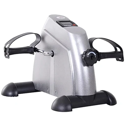 Abbildung von HOMCOM Heimtrainer Mini Bike Pedaltrainer Trainingsrad Fahrradgerät Gusseisen Silber (1 tlg., mit LCD Display), 35B x 40T 31H cm