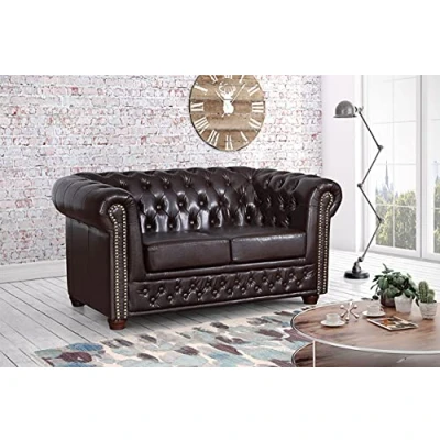 Abbildung von Küchen Preisbombe Sofa Edles 2 Sitzer in Kunstleder Vintage braun Couch Polstersofa, Chesterfield