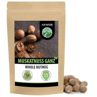 Abbildung von Muskatnuss ganz (125g), Muskatnüsse ca. 20 25 Stück, 100% naturrein, natürlich ohne Zusätze, vegan
