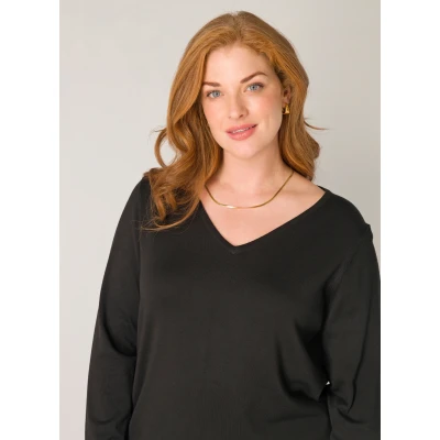 Abbildung von Base Level Curvy V Ausschnitt Pullover &quot;Anine&quot;, in weicher und formstabiler Qualität