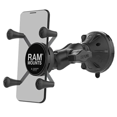 Abbildung von RAM Mounts (RAP B 166 2 A UN7U) Composite Twist Lock Suction Cup Mount with Short Double Socket Arm and Universal X Grip Cell/Iphone Holder by NationalMounts