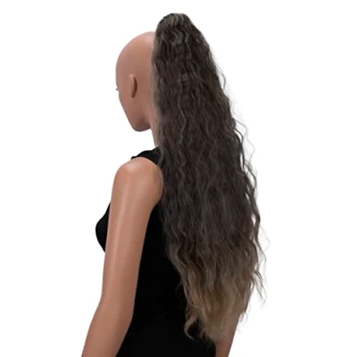 Abbildung von CAISHA 70cm Extralang Voluminös Gewellt Clip On Haarteil Zopf Pferdeschwanz Hitzebeständig Synthetik Braun Blond Mix H707