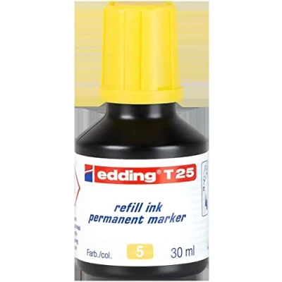 Abbildung von edding T 25 Nachfülltinte Permanent Marker gelb 30 ml mit Tropfendosiersystem, zum schnellen Nachfüllen fast aller