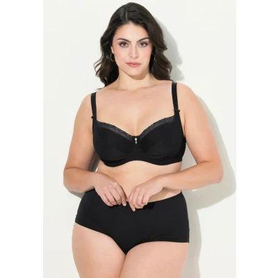 Abbildung von Ulla Popken Jacquard Bügel BH, Damen, Größe: 115C, Black