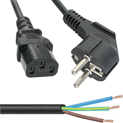 Abbildung von PC Stromkabel, 1,5 m, Schuko Stecker CEE 7/7, dreipolig, auf Buchse IEC 320 C13, für Computer, Drucker, Verstärker, Gitarre, TV, Monitor, Projektor (Schuko 90)