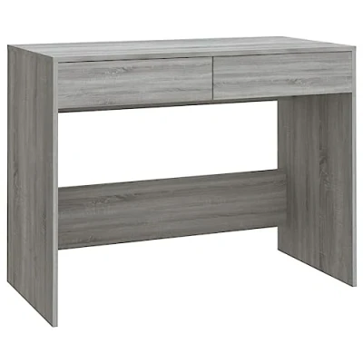 Abbildung von vidaXL Schreibtisch mit 2 Schubladen Computertisch Bürotisch PC Tisch Arbeitstisch Laptoptisch Büromöbel Grau Sonoma 101x50x76,5cm Holzwerkstoff
