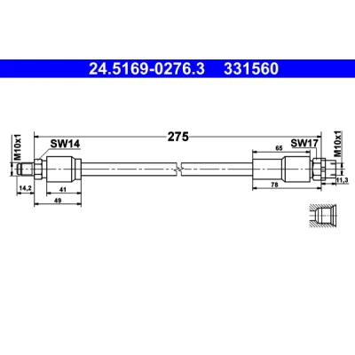 Abbildung von ATE 24.5169 0276.3 Bremsschläuche 275 M10x1 BMW: X3