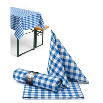 Abbildung von texpot 12 Stück Landhaus Serviette 40 x cm blau weiß kariert 100% Baumwolle