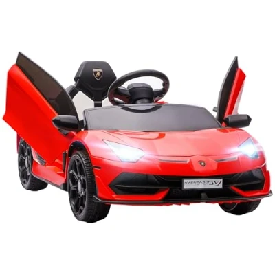 Abbildung von HOMCOM Elektro Kinderauto Elektroauto mit MP3 Player, Kinderfahrzeug Leistungsanzeige, Belastbarkeit 30 kg, (1 tlg), für 3 5 Jahre Kinder, km,h, Rot