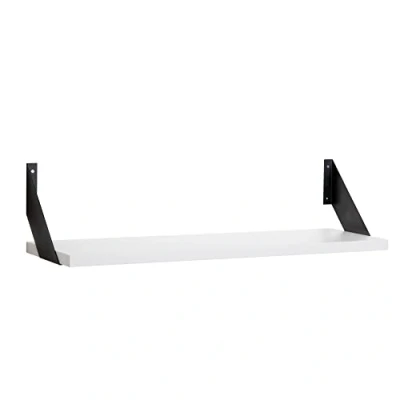 Abbildung von Wandregal mit Regalwinkeln, Regalboden Breite 60, 80 o. 100cm wählbar, T25xH2,5cm, Schweberegal versch. Farben Büroregal Wandboard Bücherregal Regal Büro, Laden, Flur (Regalboden 100cm, White)