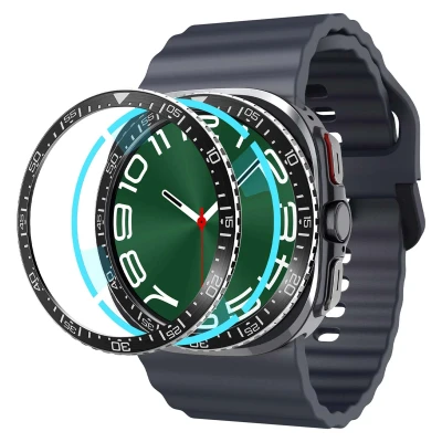 Abbildung von Spigen Bezel Tune Entwickelt für Samsung Galaxy Watch Ultra 47mm Lünette Ring Kleber Abdeckung (2024) Schwarz