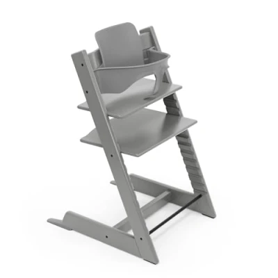 Abbildung von Stokke Tripp Trapp Hochstuhl, Storm Grey Inklusive Stuhl + Baby Set2 für Kinder von 6 36 Monaten Verstellbar, ergonomisch &amp; leicht zu reinigen