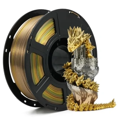 Abbildung von FLASHFORGE 3D Drucker Filament Seide Glänzend Schnell Farbverlauf Wechsel Regenbogen Mehrfarbig PLA 1.75mm, 1KG Spule (2.2lbs), Seidenstruktur &amp; Ultra Hochglanz, Seidenmetall