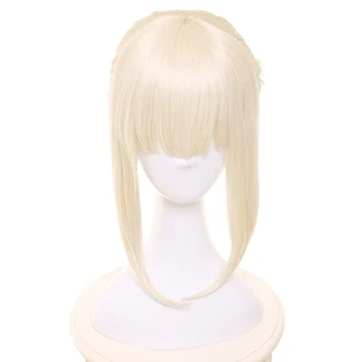 Abbildung von HIROAKIYA Saber Artoria Pendragon Alter Wig, Fate Cosplay Wig Clip Hair Bun with Cap
