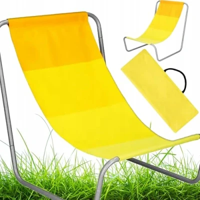 Abbildung von Pullmer Strandliege, Liegestuhl, Garteliege, Belastbar bis 100 kg, Strandstuhl mit Tragetasche für Garten Tarasse Strand Camping (Gelb Multi)