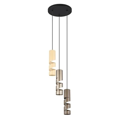 Abbildung von Trio Leuchten Pendelleuchte Stream 364030317, Metall Schwarz matt, Schirm Coffee/Taupe/Beige, exkl. 3x GU10