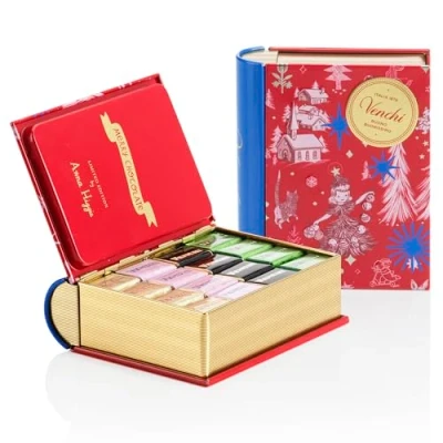 Abbildung von Venchi Weihnachtskollektion Rotes Mini Buch Mit verschiedenen Cremino Schokoladen, 181 g IGP Piemont Haselnuss Geschenkidee Glutenfrei
