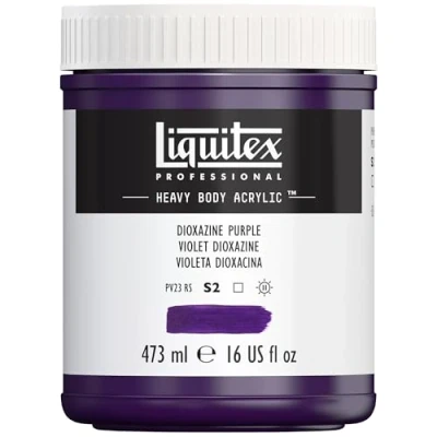 Abbildung von Liquitex 4412186 Professional Heavy Body Acrylfarbe in Künstlerqualität mit ausgezeichneter Lichtechtheit buttriger Konsistenz, 473ml Topf Dioxazinpurpur