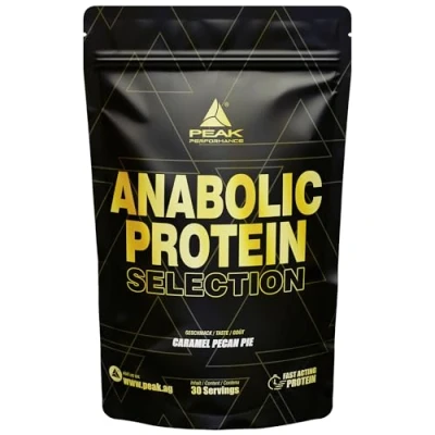Abbildung von PEAK Anabolic Protein Selection 900g Geschmack Caramel Pecan Pie I 30 Portionen Mehrkomponenten mit Whey Isolat, Konzentrat, Hydrolysat &amp; Sojaprotein Isolat L Leucin Muskelaufbau 900 g