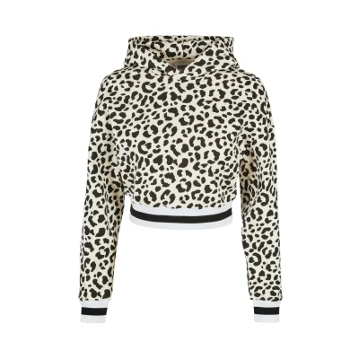 Abbildung von Urban Classics Short AOP College Kapuzenpullover, Damen, Größe: 4XL, White/sand/leo