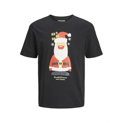 Abbildung von Jack &amp; Jones XMAS Rundhals Tshirt print, Herren, Größe: Large, Black