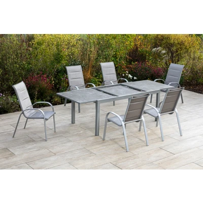 Abbildung von MERXX Gartenmöbelset &quot;Amalfi di lusso&quot;, (7 tlg.), 6 Stapelsessel mit ausziehbarem Tisch