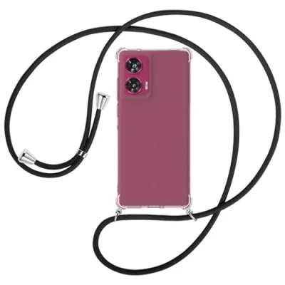 Abbildung von mtb more energy® Handykette kompatibel mit Motorola Edge 50 Fusion 5G (6.7&#039;&#039;) schwarz/Metallteile: Silber Smartphone Hülle zum Umhängen TPU Case
