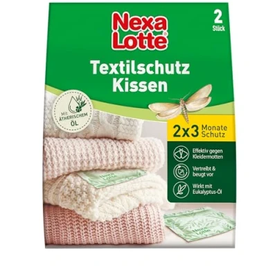 Abbildung von Nexa Lotte Textilschutzkissen gegen Kleidermotten, 2 Stück, Langzeitwirkung mit Eukalyptus Öl, ideal für Schränke und Kommoden