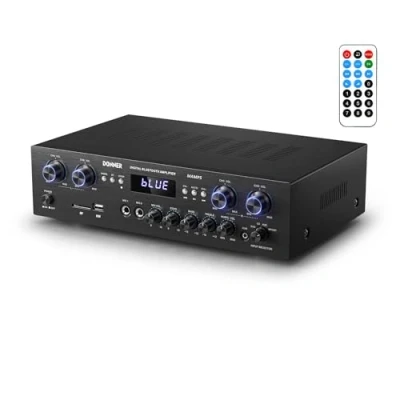 Abbildung von Audio Leistungsverstärker Bluetooth 5.0, Donner 440W Verstärker 4 Kanal, Stereo Receiver mit USB, SD, FM, 2 Mikrofoneingang Echo, RCA, LED, für Studio, Heimkino, MAMP5